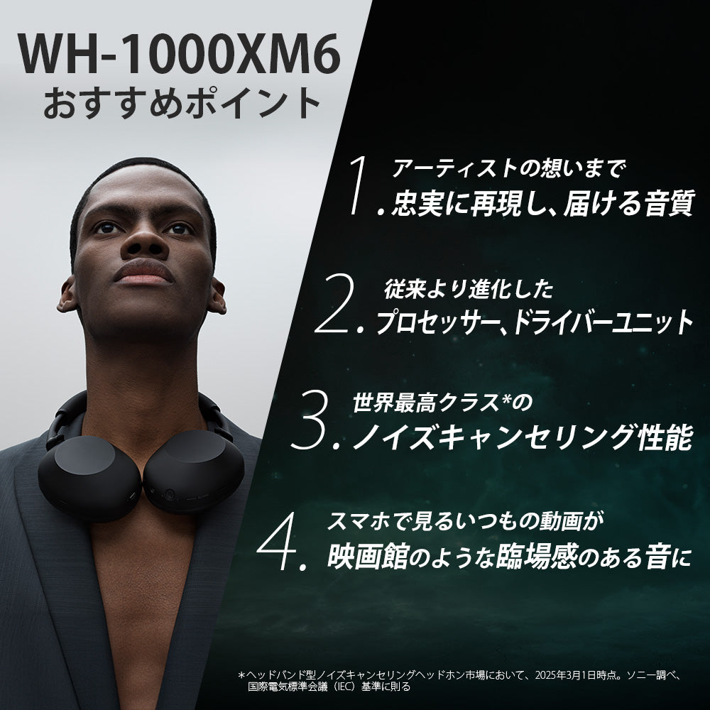 【SONY】ワイヤレスノイズキャンセリングステレオヘッドセット WH-1000XM6