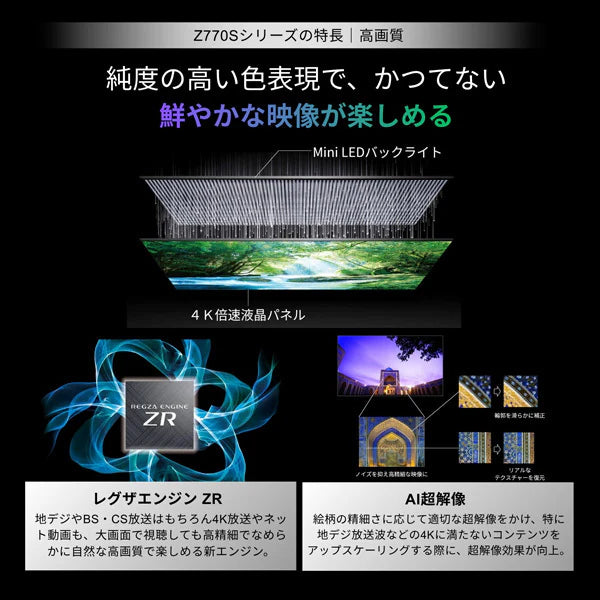 REGZA 43V型4K Mini LED液晶テレビ　43Z770S